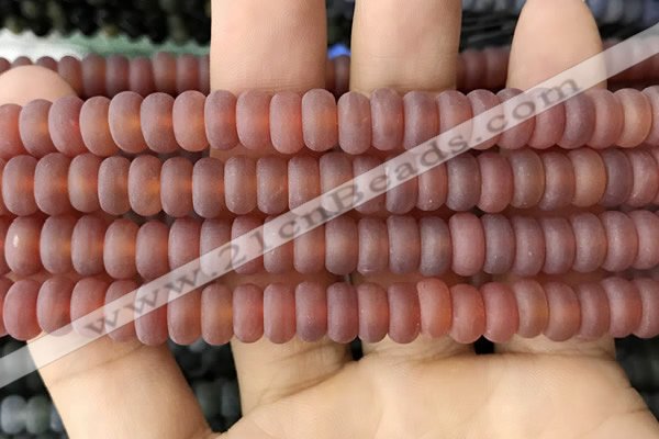 CRB5067 15.5 inches 5*8mm rondelle matte red agate beads wholesale