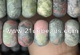 CRB5073 15.5 inches 5*8mm rondelle matte unakite beads wholesale