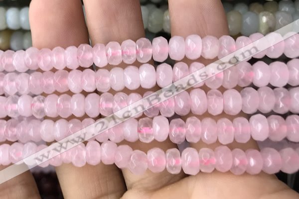 CRB5100 15.5 inches 4*6mm faceted rondelle rose quartz beads