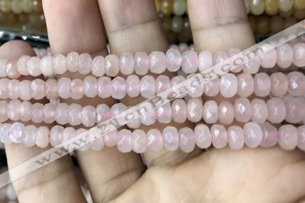 CRB5101 15.5 inches 4*6mm faceted rondelle rose quartz beads