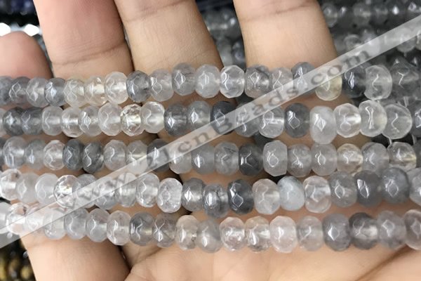 CRB5102 15.5 inches 4*6mm faceted rondelle cloudy quartz beads