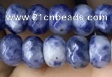 CRB5107 15.5 inches 4*6mm faceted rondelle blue spot stone beads