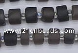 CRB512 15.5 inches 5*8mm tyre matte ice black obsidian beads