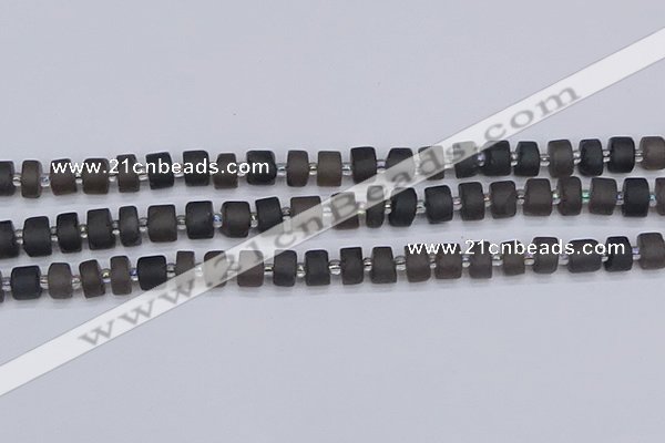 CRB512 15.5 inches 5*8mm tyre matte ice black obsidian beads