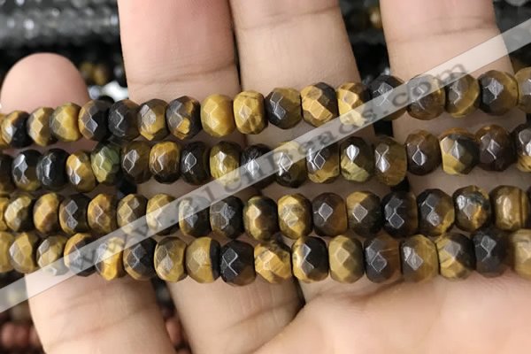 CRB5121 15.5 inches 4*6mm faceted rondelle yellow tiger eye beads