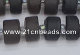 CRB514 15.5 inches 6*12mm tyre matte ice black obsidian beads