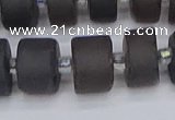 CRB515 15.5 inches 7*14mm tyre matte ice black obsidian beads