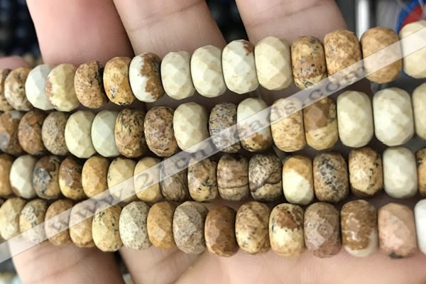 CRB5159 15.5 inches 5*8mm faceted rondelle picture jasper beads