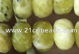 CRB5165 15.5 inches 5*8mm faceted rondelle yellow pine turquoise beads