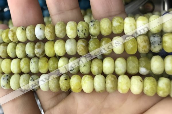 CRB5165 15.5 inches 5*8mm faceted rondelle yellow pine turquoise beads