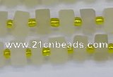 CRB518 15.5 inches 5*8mm tyre matte lemon quartz beads