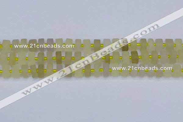 CRB519 15.5 inches 6*10mm tyre matte lemon quartz beads