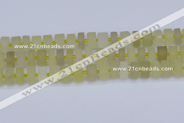 CRB521 15.5 inches 7*14mm tyre matte lemon quartz beads