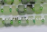 CRB524 15.5 inches 5*8mm tyre matte green rutilated quartz beads