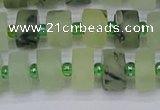 CRB525 15.5 inches 6*10mm tyre matte green rutilated quartz beads