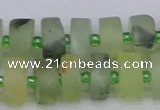 CRB526 15.5 inches 6*12mm tyre matte green rutilated quartz beads