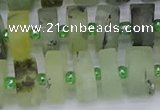 CRB527 15.5 inches 7*14mm tyre matte green rutilated quartz beads