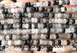 CRB5415 15 inches 2.5*4mm rondelle black rutilated quartz beads