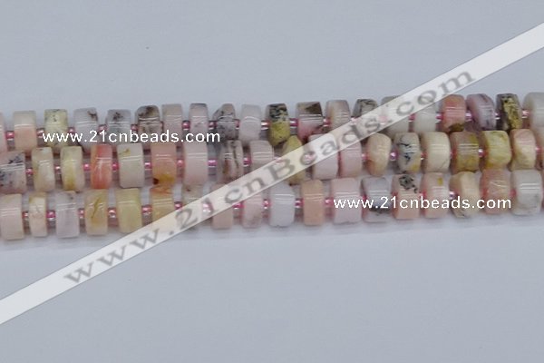 CRB545 15.5 inches 7*14mm tyre natural pink opal gemstone beads