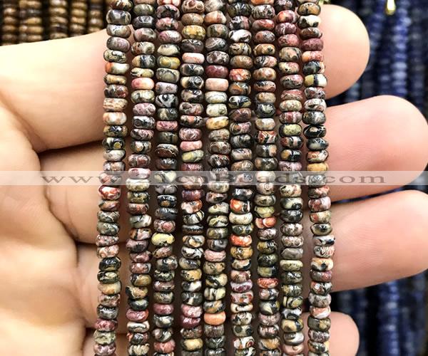 CRB5450 15 inches 2.5*4mm rondelle leopard skin jasper beads