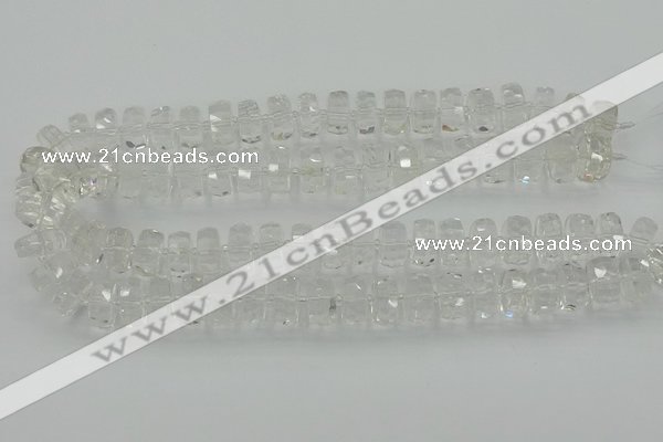 CRB549 15.5 inches 6*10mm faceted rondelle white crystal beads