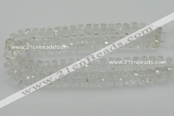 CRB550 15.5 inches 7*12mm faceted rondelle white crystal beads