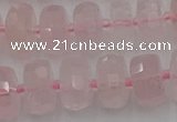 CRB557 15.5 inches 6*10mm faceted rondelle rose quartz beads