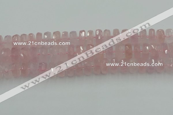 CRB559 15.5 inches 8*14mm faceted rondelle rose quartz beads