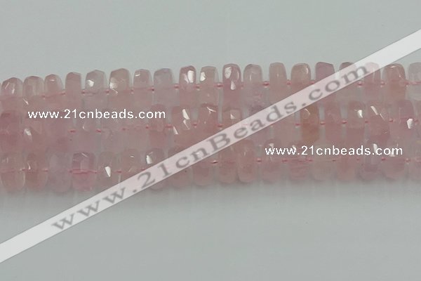 CRB560 15.5 inches 8*16mm faceted rondelle rose quartz beads