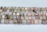 CRB5607 15.5 inches 7mm - 8mm faceted tyre pink opal beads