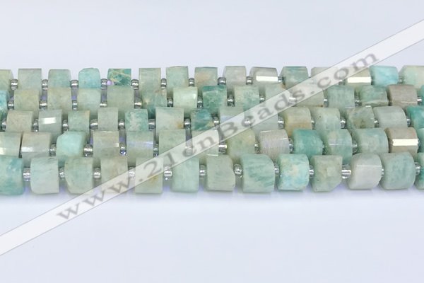 CRB5608 15.5 inches 7mm - 8mm faceted tyre amazonite beads