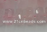 CRB561 15.5 inches 8*18mm faceted rondelle rose quartz beads