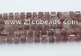 CRB5610 15.5 inches 7mm - 8mm faceted tyre strawberry quartz beads