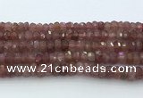 CRB5623 15.5 inches 6*10mm faceted rondelle strawberry quartz beads