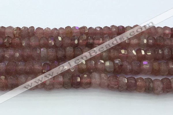 CRB5623 15.5 inches 6*10mm faceted rondelle strawberry quartz beads