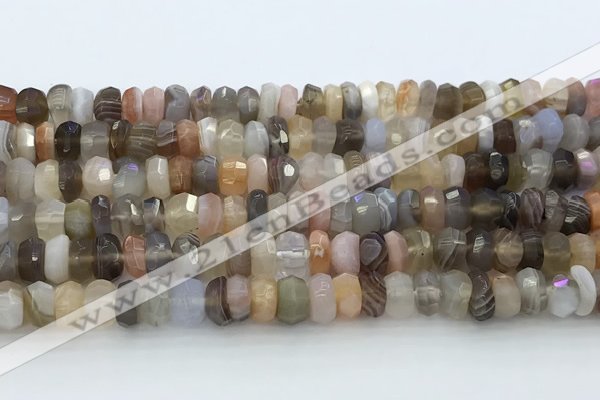 CRB5626 15.5 inches 3*6mm - 4*7mm faceted rondelle Botswana agate beads