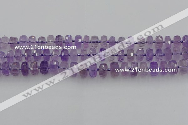 CRB566 15.5 inches 7*12mm faceted rondelle amethyst beads