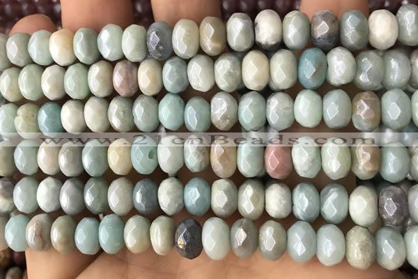 CRB5705 15 inches 5*8mm faceted rondelle AB-color amazonite beads