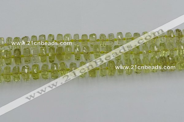 CRB573 15.5 inches 6*10mm faceted rondelle lemon quartz beads