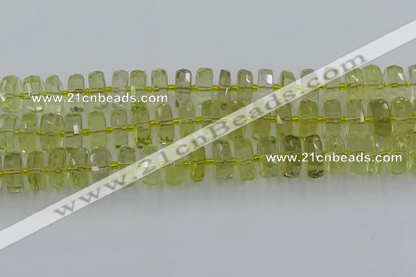 CRB577 15.5 inches 8*18mm faceted rondelle lemon quartz beads