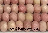 CRB5807 15 inches 4*6mm, 5*8mm faceted rondelle pink wooden jasper beads