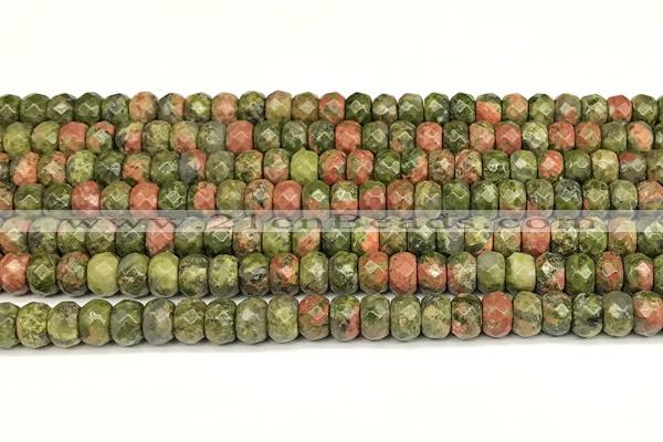 CRB5827 15 inches 4*6mm, 5*8mm faceted rondelle unakite beads