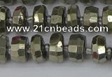 CRB597 15.5 inches 6*10mm faceted rondelle pyrite beads