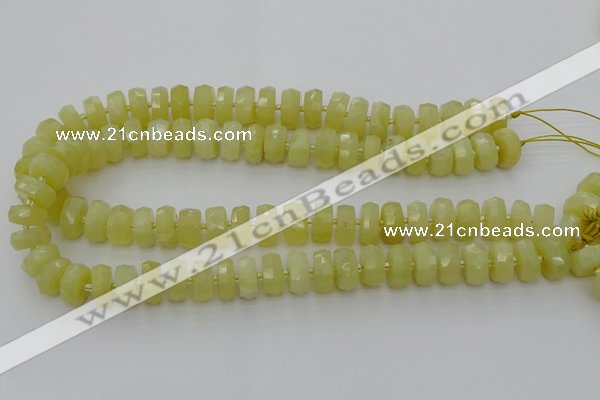 CRB606 15.5 inches 7*12mm faceted rondelle yellow opal beads