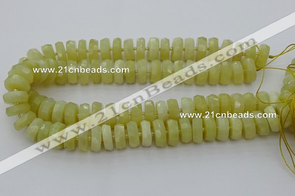 CRB609 15.5 inches 8*18mm faceted rondelle yellow opal beads