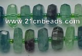 CRB616 15.5 inches 8*14mm faceted rondelle fluorite beads