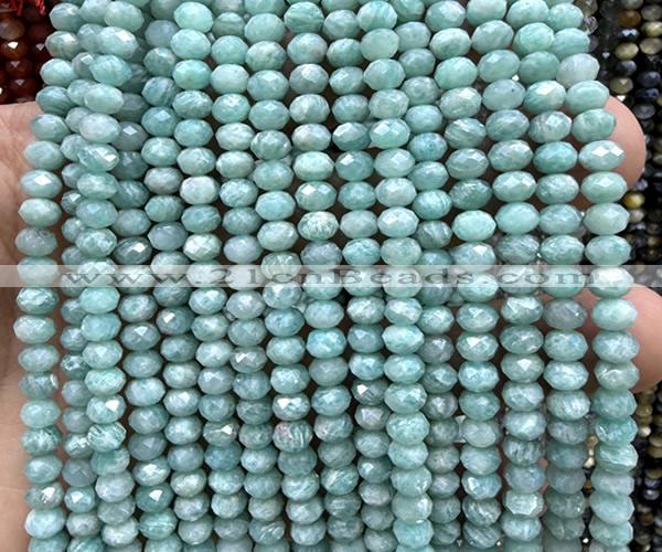 CRB6161 15 inches 4*6mm faceted rondelle amazonite beads