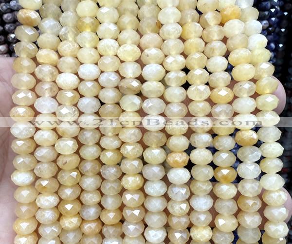CRB6233 15 inches 5*8mm faceted rondelle yellow jade beads