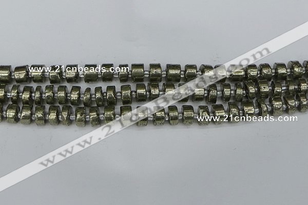 CRB625 15.5 inches 6*10mm tyre pyrite gemstone beads