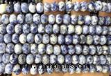 CRB6286 15 inches 5*8mm faceted rondelle blue spot stone beads